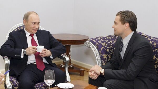 Встреча Владимира Путина и Леонардо Ди Каприо в Санкт-Петербурге в 2010 году. Архивное фото