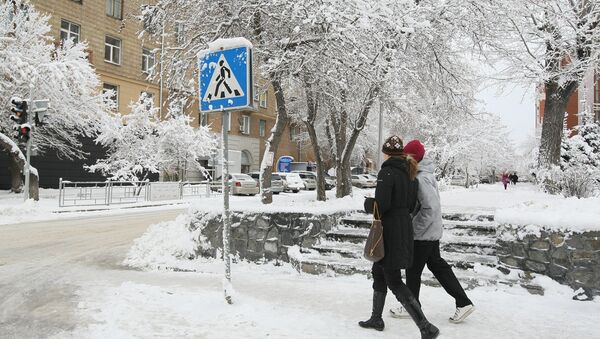 Последствия ночного снегопада в Новосибирске. Архив