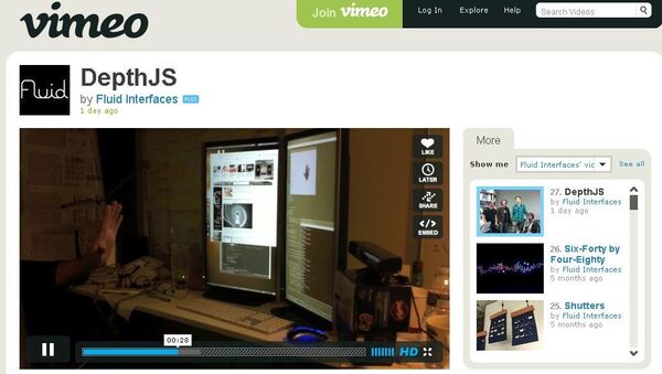 Ролик на сайте Vimeo, демонстрирующий управление браузером жестами с помощью игровой приставки Microsoft Kinect 