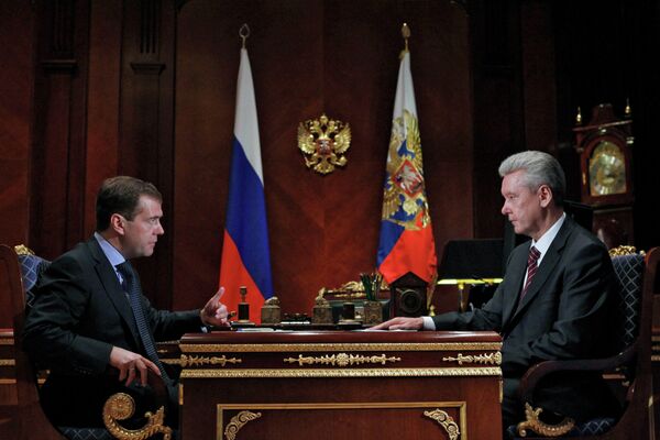 Президент РФ Д.Медведев провел встречу с мэром Москвы С.Собяниным