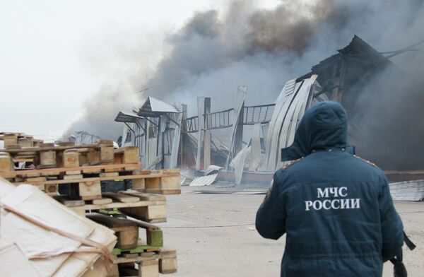 Пожар на складе детских игрушек в городе Одинцово