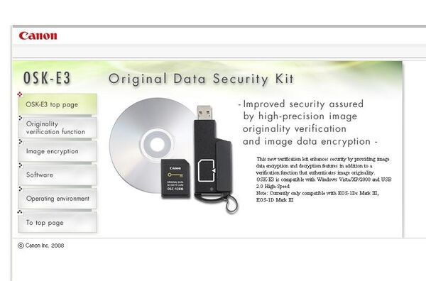 Canon Original Data Security Kit для проверки подлинности изображений