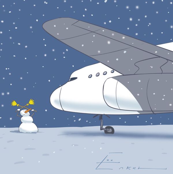 Снег задерживает самолеты