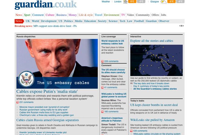 Скриншот страницы сайта www.guardian.co.uk