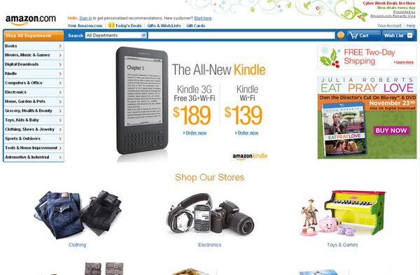 Скриншот сайта Amazon.com