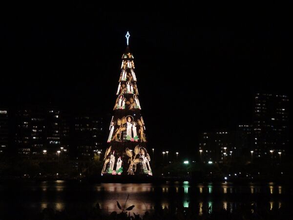 Самая большая в мире плавучая рождественская елка в Рио