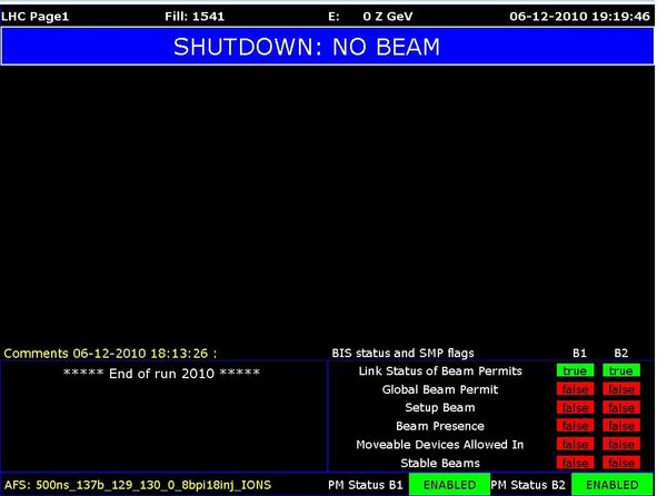 Скриншот онлайнового монитора состояния Большого адронного коллайдера