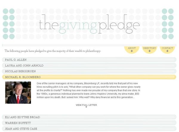Сайт инициативы Giving Pladge