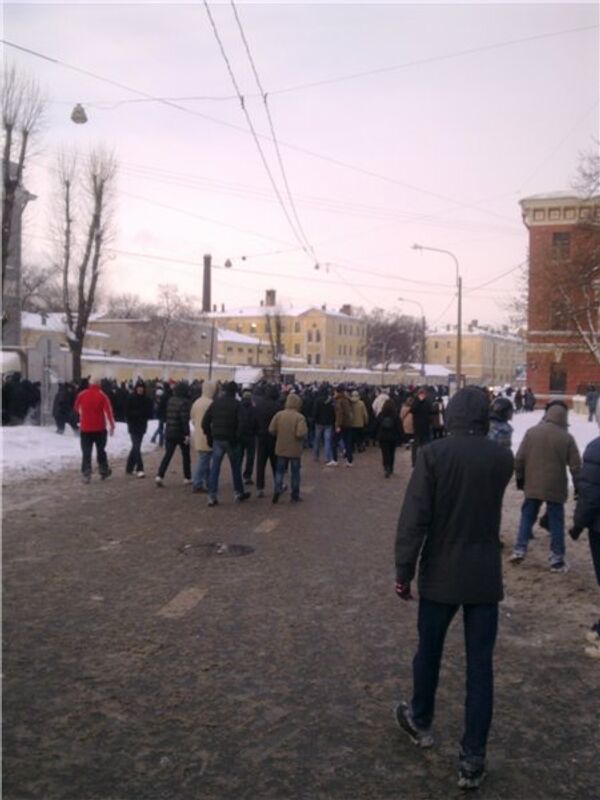 Акция футбольных фанатов в Санкт-Петербурге