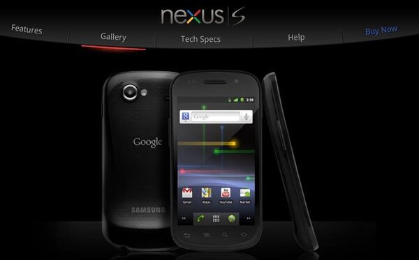Скриншот официального сайта смартфона Nexus S от Google