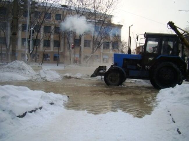 Прорыв водовода в Биробиджане