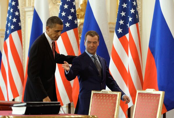 Президент России Дмитрий Медведев и президент США Барак Обама. Архив