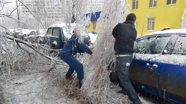 Последствия ледяного дождя в Москве