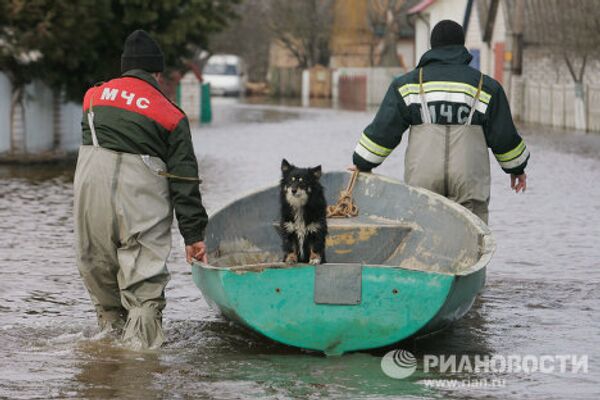 Подтопление домов в Минской области в результате подъема уровня воды на реке Неман
