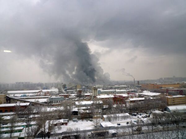 Пожар на мебельном складе на северо-востоке Москвы