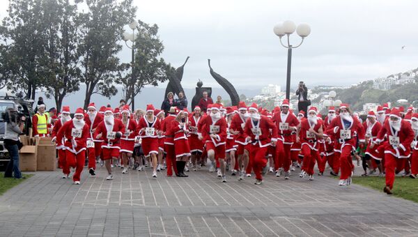 Соревнование Санта-Клаусов в Веллингтоне. Новая Зеландия
