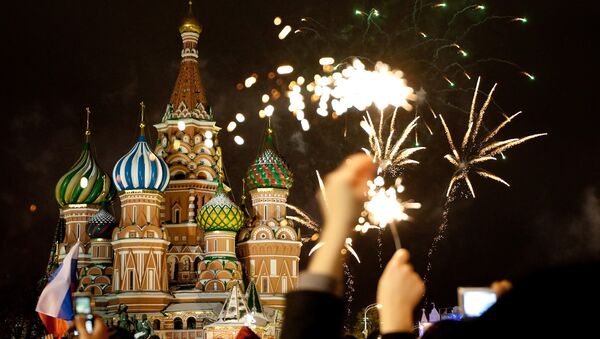 Встреча Нового года в центре Москвы