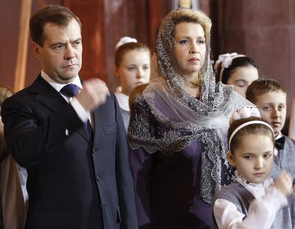 Дмитрий Медведев на Рождественском богослужении в Москве
