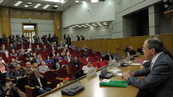 Пресс-конференция главы МИД РФ Сергея Лаврова