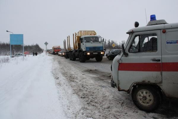 «МАЗ» столкнулся с автобусом на Окружном шоссе в Архангельской области 