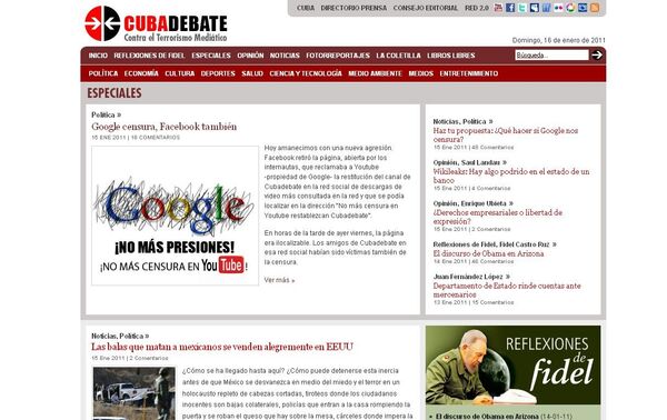 Скриншот сайта Cubadebate