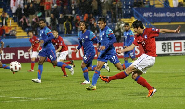 Игровой момент матча Южная Корея - Индия