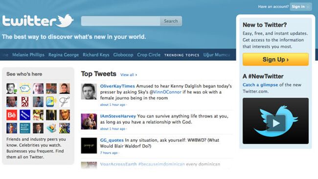 Скриншот сайта www.twitter.com