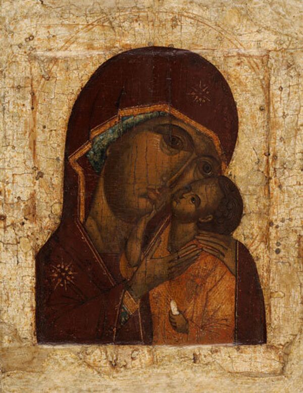 Икона «Богоматерь Умиление» Вторая четверть – середина XVI века. Москва