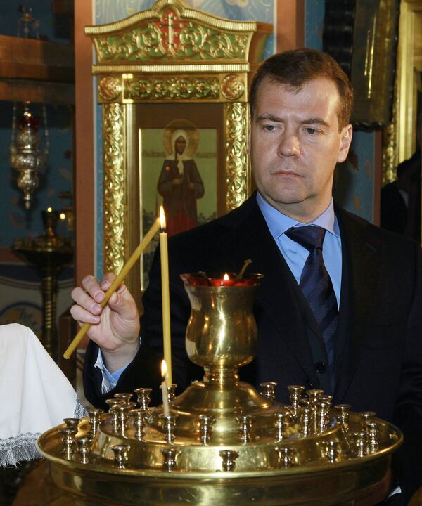 Дмитрий Медведев посетил подмосковный храма святителя Тихона