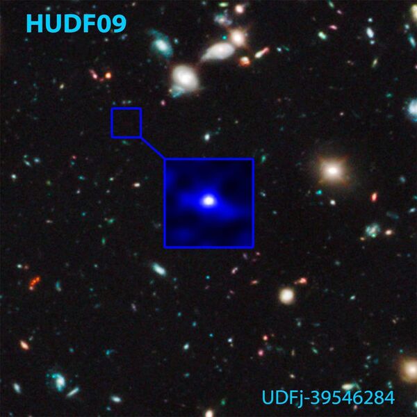Изображение самой далекой галактики, расположенной в 13,2 миллиарда световых лет от Земли
