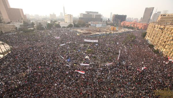 Акция протеста в Каире с требованием отставки президента Египта Хосни Мубарака