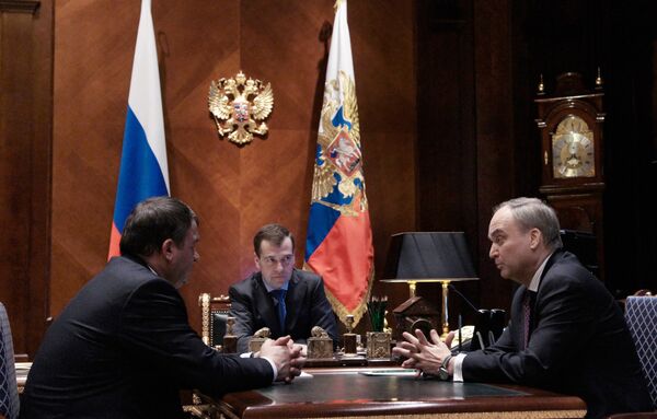 Встреча Дмитрия Медведева с Анатолием Сердюковым и Анатолием Антоновым