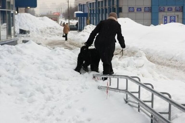 Крыши ТЦ в Петербурге чистят от снега  