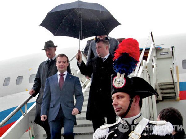 Президент РФ Д.Медведев прибыл с официальным визитом в Италию