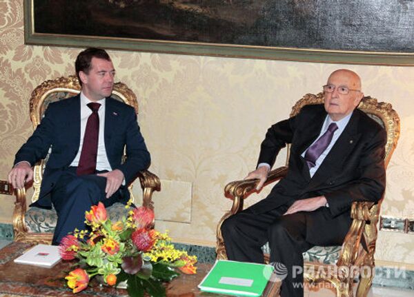 Президент РФ Д.Медведев встретился с президентом Италии Джоржо Наполитано