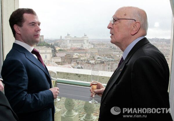 Президент РФ Д.Медведев встретился с президентом Италии Джорджо Наполитано