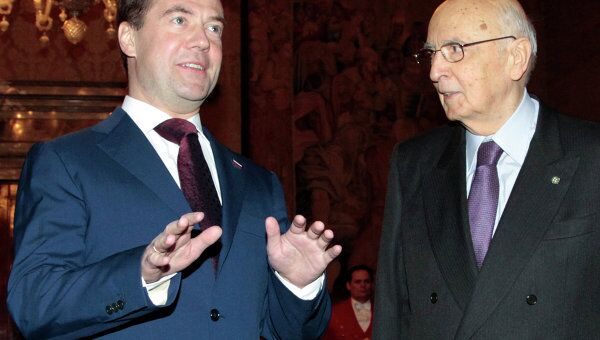 Президент РФ Д.Медведев встретился с президентом Италии Джорджо Наполитано