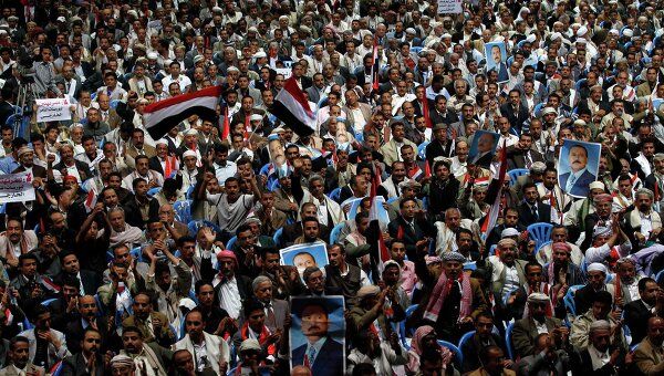 Акция сторонников президента Йемена в Сане