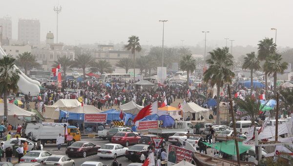 Палаточный городок манифестантов в столице Бахрейна