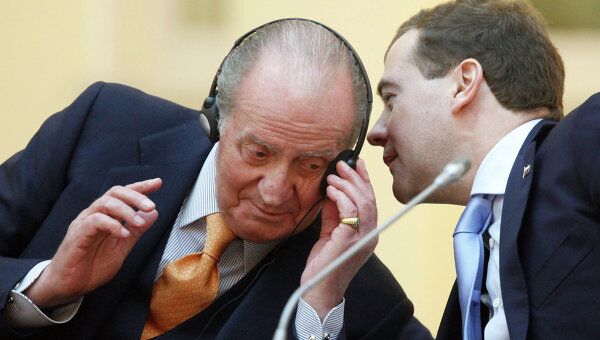 Президент РФ Дмитрий Медведев во время рабочего визита короля Испании в Россию