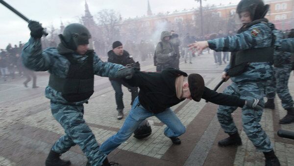 Акция на Манежной площади в память об убитом болельщике Спартака Егоре Свиридове