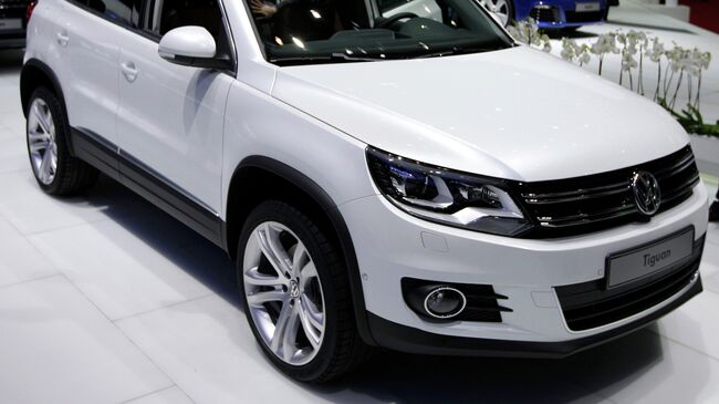 Автомобиль Volkswagen Tiguan на Женевском автосалоне. Архив