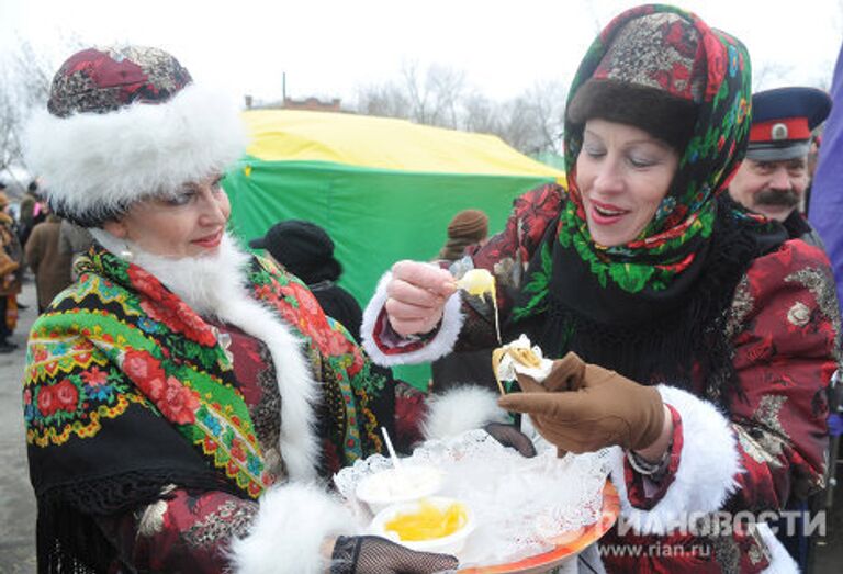 Проводы Широкой Масленницы в станице Старочеркасская в Ростовской области