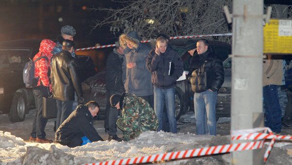 Место взрыва на Мичуринском проспекте в Москве