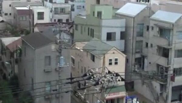 Очевидцу в Токио удалось заснять момент землетрясения 