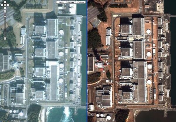 Спутниковая съемка последствий землетрясения на АЭС Фукусима-2