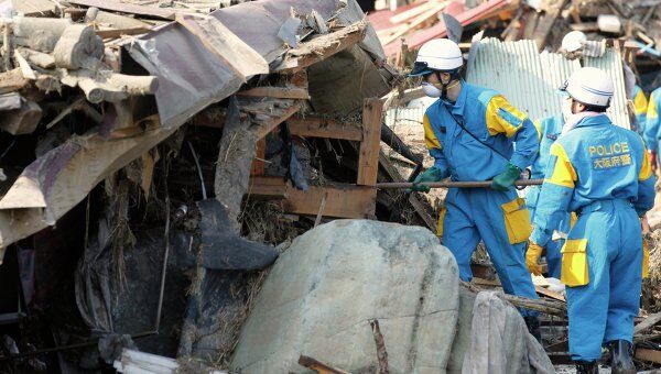 Последствия землетрясения в городе Рикудзэнтаката в Японии