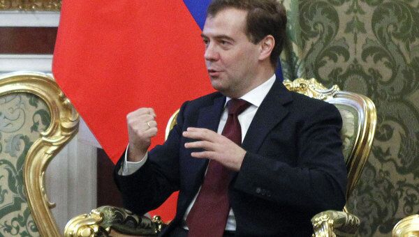 Дмитрий Медведев на встрече с премьер-министром Турции Реджепом Тайипом Эрдоганом в Кремле.