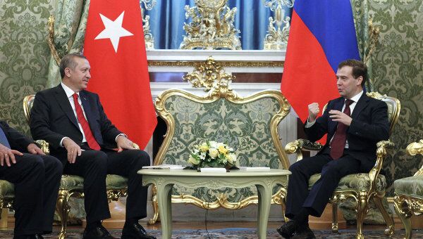 Президент РФ Дмитрий Медведев и премьер-министр Турции Реджеп Эрдоган в Кремле