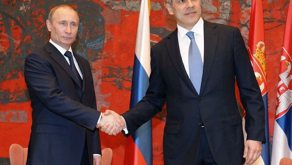 Беседа премьер-министра РФ В.Путина и Б.Тадича в Белграде